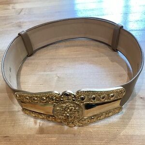 Caramel Leather Belt/Large Gold-tone Latch